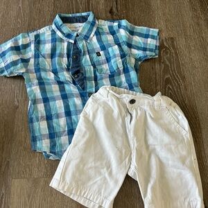 Calvin Klein Kids Blue and White Plaid Shirt